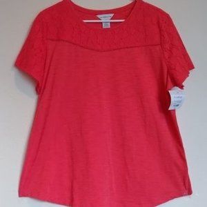 NWT, Lady's Short Sleeve Red Liz Claborne Top.  Size XL